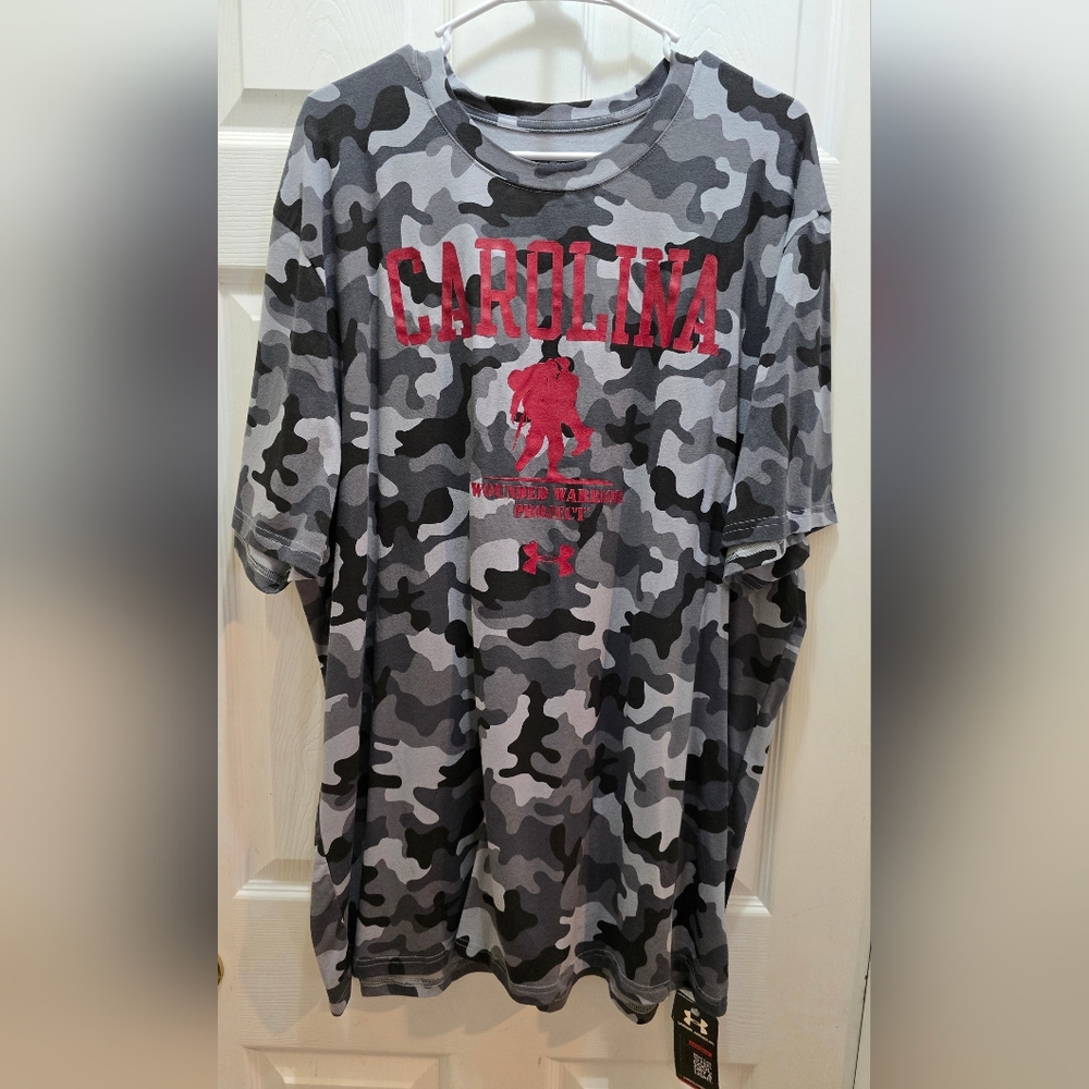 Carolina Under Armour Gray Camo Tee Graphic, 2xl , Wounded Warrior